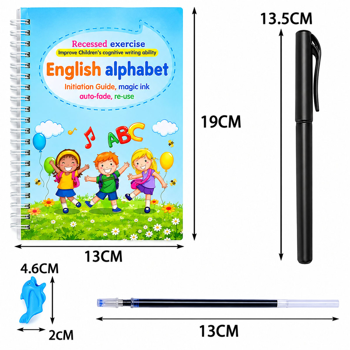 Sank Magic Practice Copybook Set for Kids – 4 Reusable Handwriting Books with Pen & 10 Refills