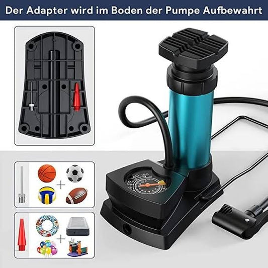 Foot & Hand Air Pump with Pressure Gauge – Portable Tire Inflator for Car, Bike & Motorcycles