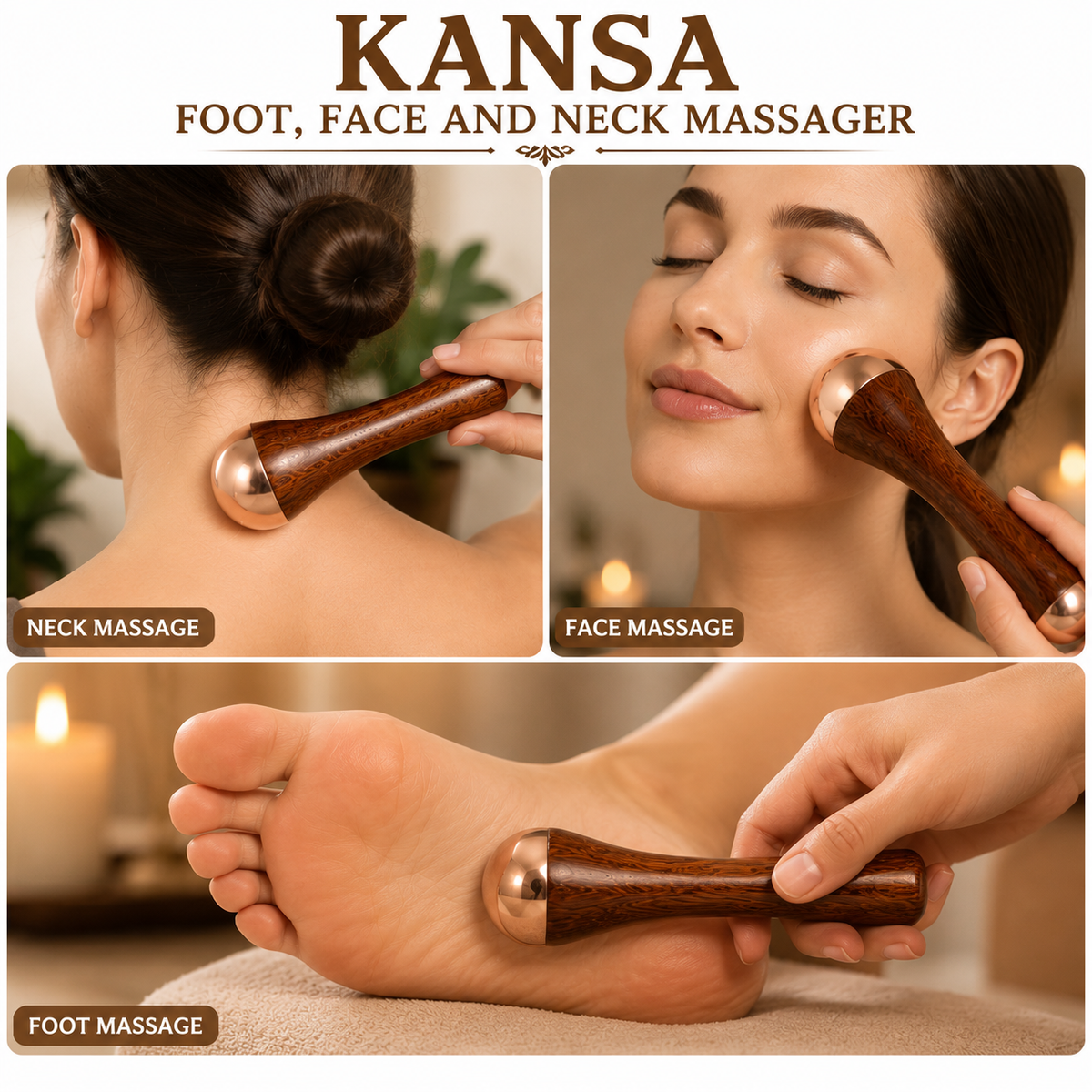 Kansa Wooden Massager for Neck, Foot & Face – Natural Massage Tool