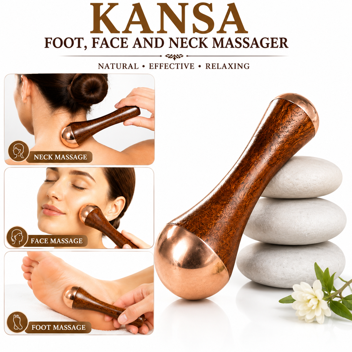 Kansa Wooden Massager for Neck, Foot & Face – Natural Massage Tool