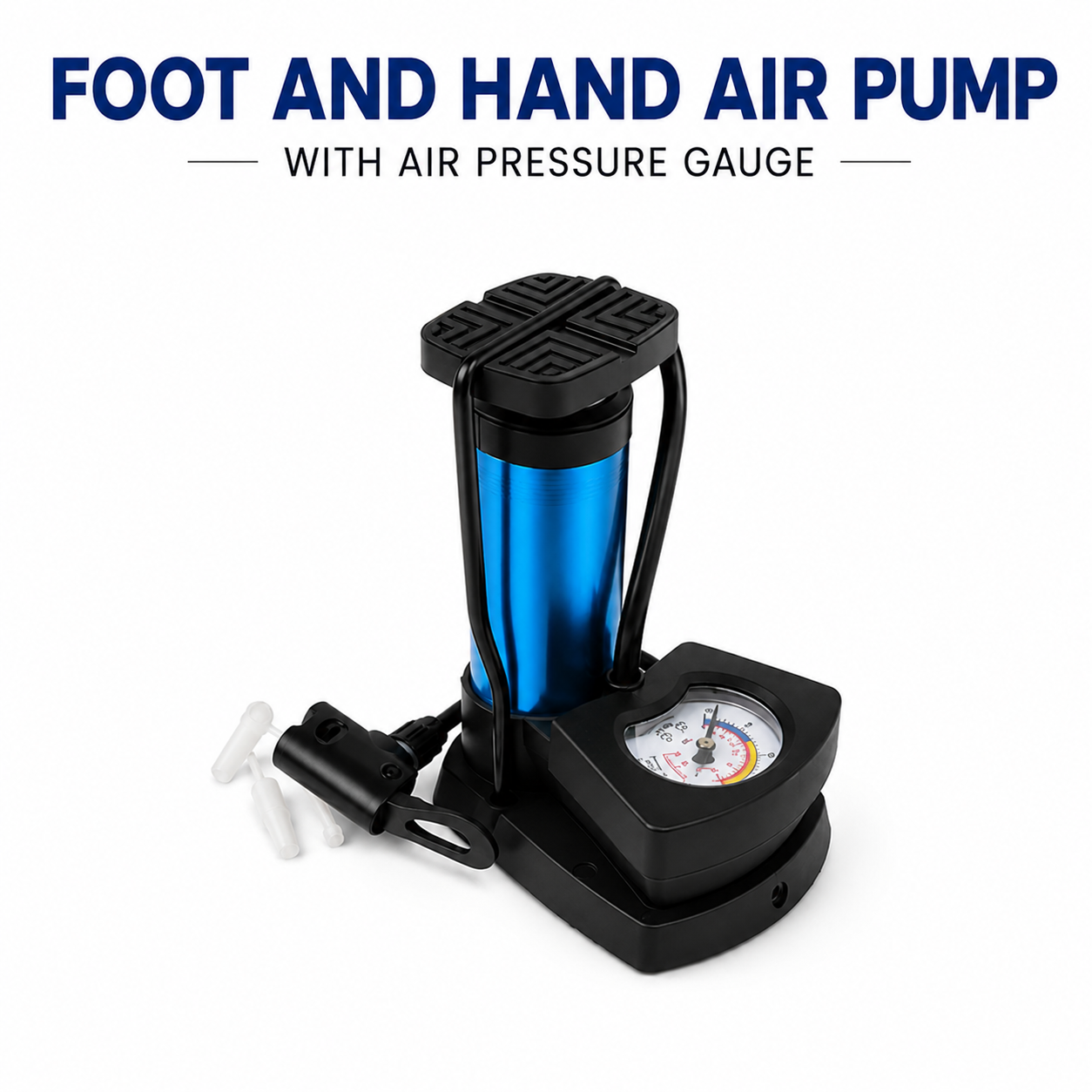Foot & Hand Air Pump with Pressure Gauge – Portable Tire Inflator for Car, Bike & Motorcycles