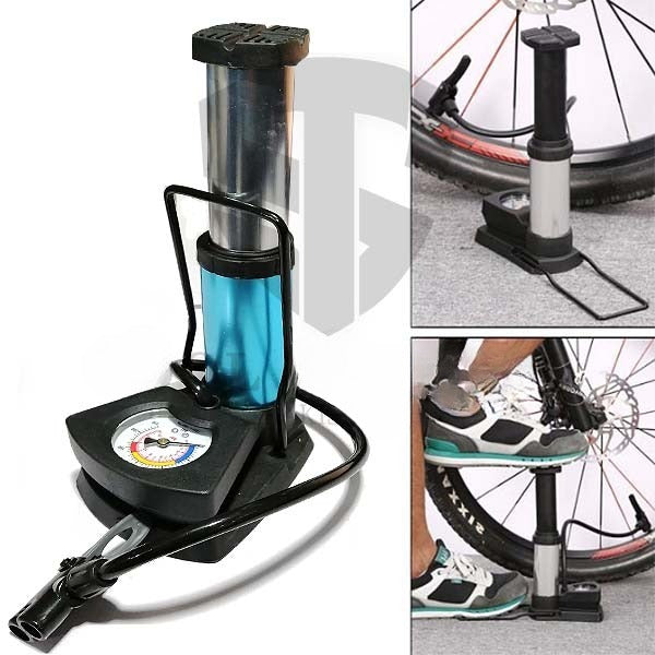 Foot & Hand Air Pump with Pressure Gauge – Portable Tire Inflator for Car, Bike & Motorcycles