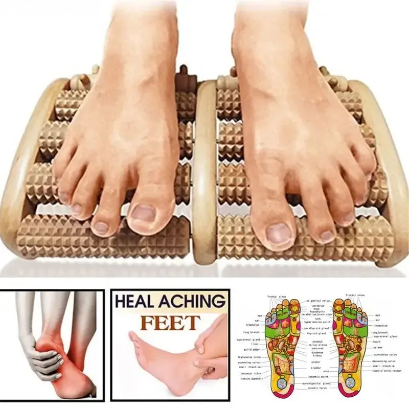 Wooden Foot Massager – Manual Foot Massage Roller for Relaxation