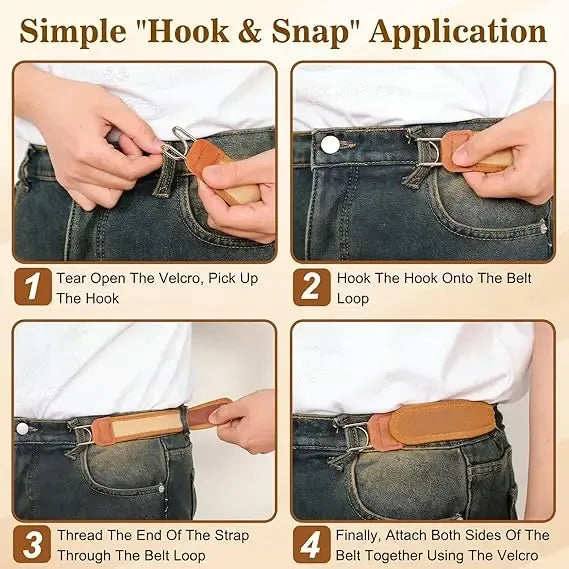 Buckleless Belt Hook for Men & Women – Adjustable No Buckle Comfortable Waist Belt