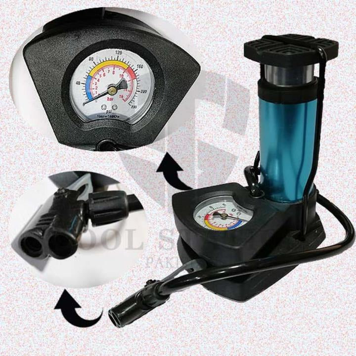 Foot & Hand Air Pump with Pressure Gauge – Portable Tire Inflator for Car, Bike & Motorcycles
