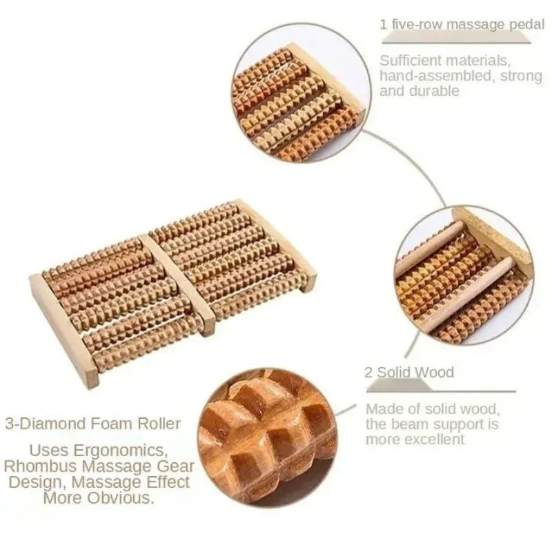 Wooden Foot Massager – Manual Foot Massage Roller for Relaxation