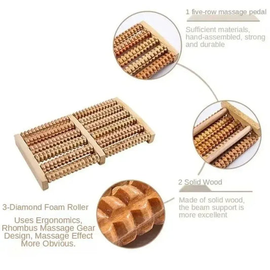 Wooden Foot Massager – Manual Foot Massage Roller for Relaxation