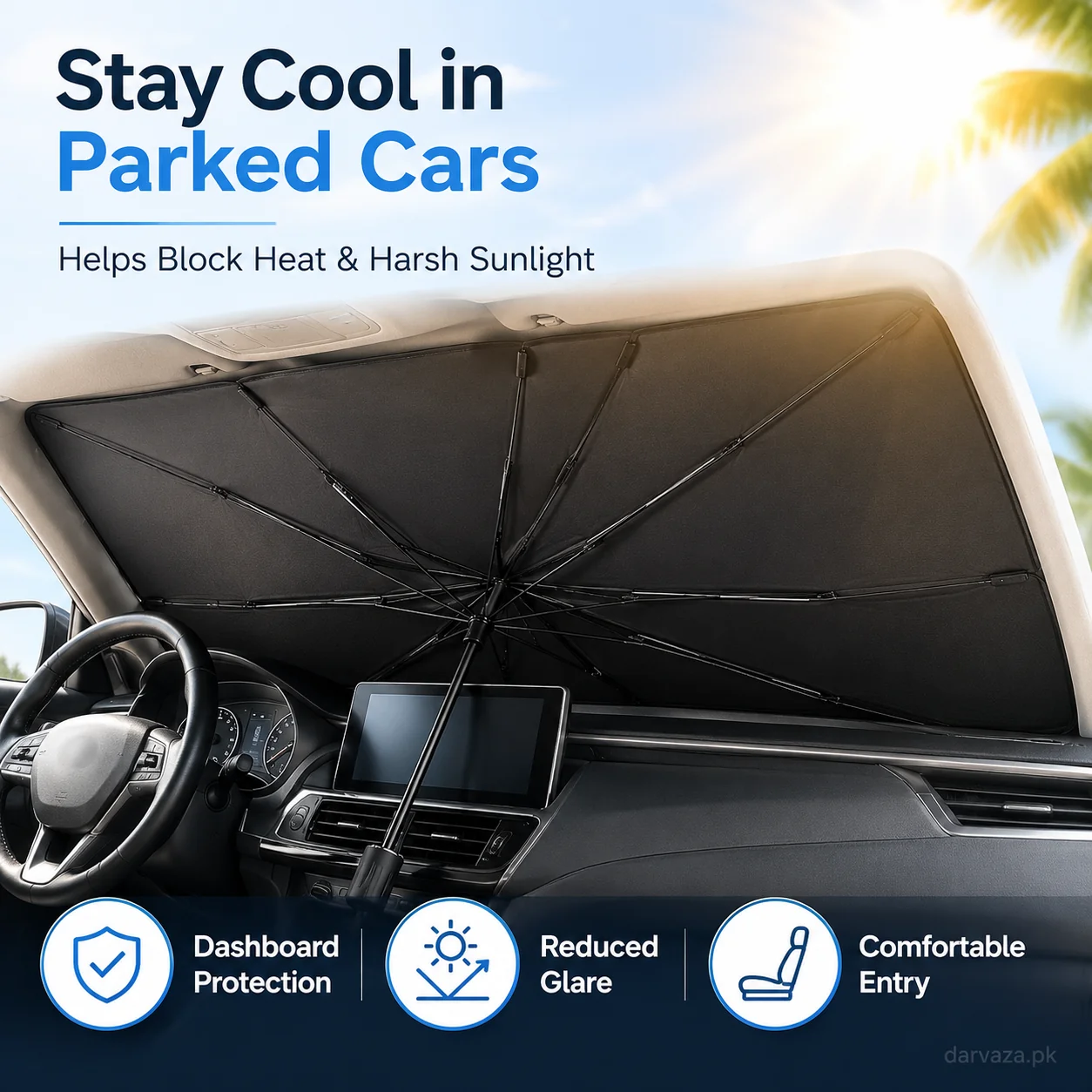Car Windshield Sunshade Umbrella – Foldable Car Sun Shade