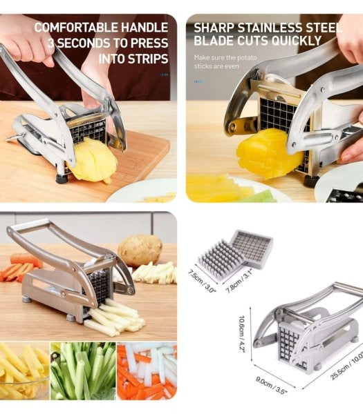 Stainless Steel French Fries Potato Cutter – Easy Potato Slicer