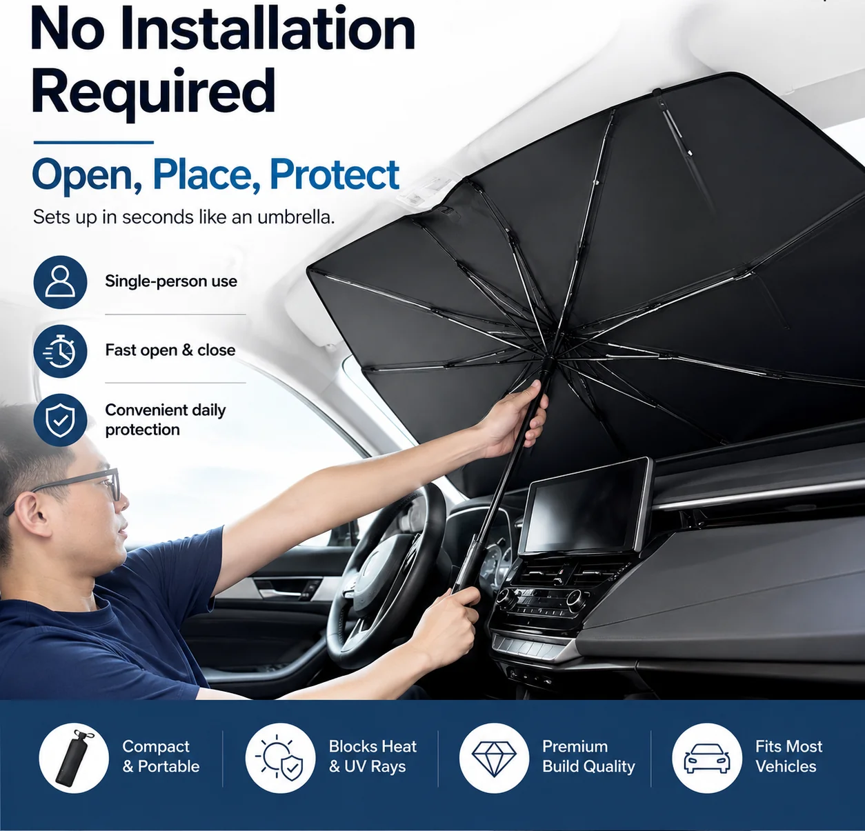 Car Windshield Sunshade Umbrella – Foldable Car Sun Shade