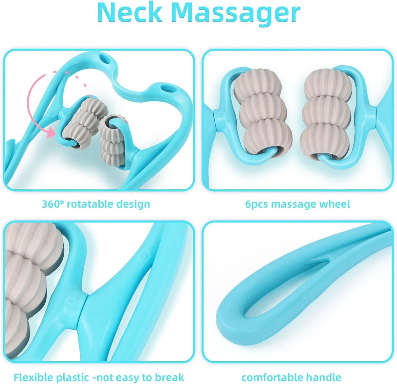 6 Wheel Neck Massager – Manual Neck & Shoulder Massage Tool