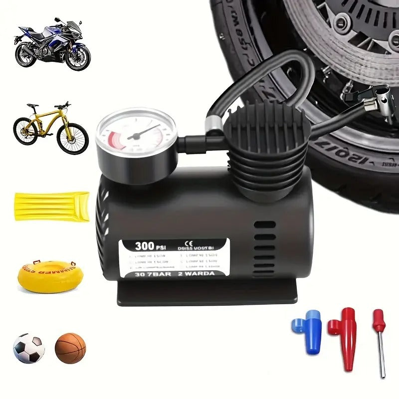 Mini 12V 300 PSI Car Air Pump – Portable Electric Tyre Compressor