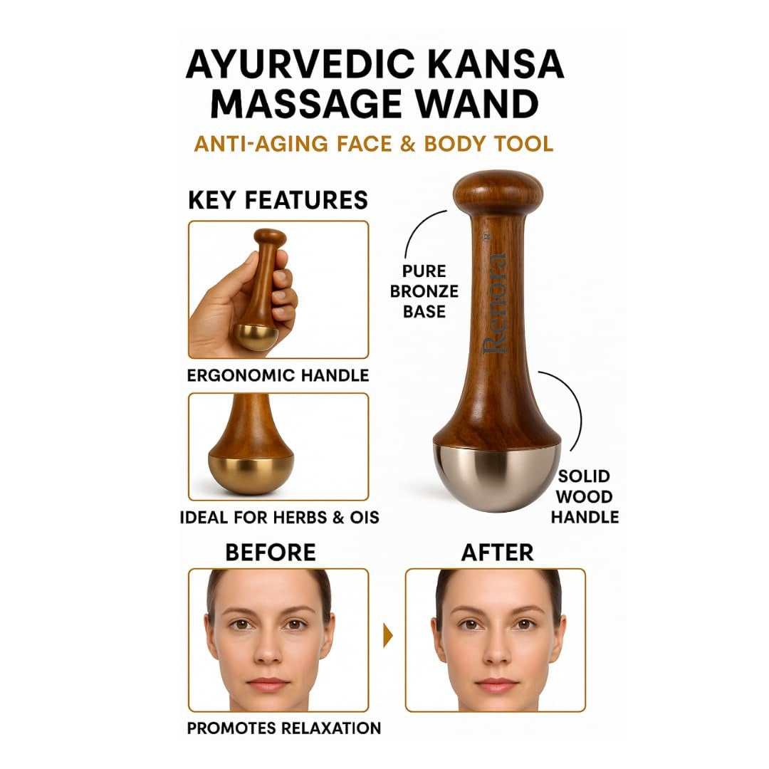 Kansa Wooden Massager for Neck, Foot & Face – Natural Massage Tool
